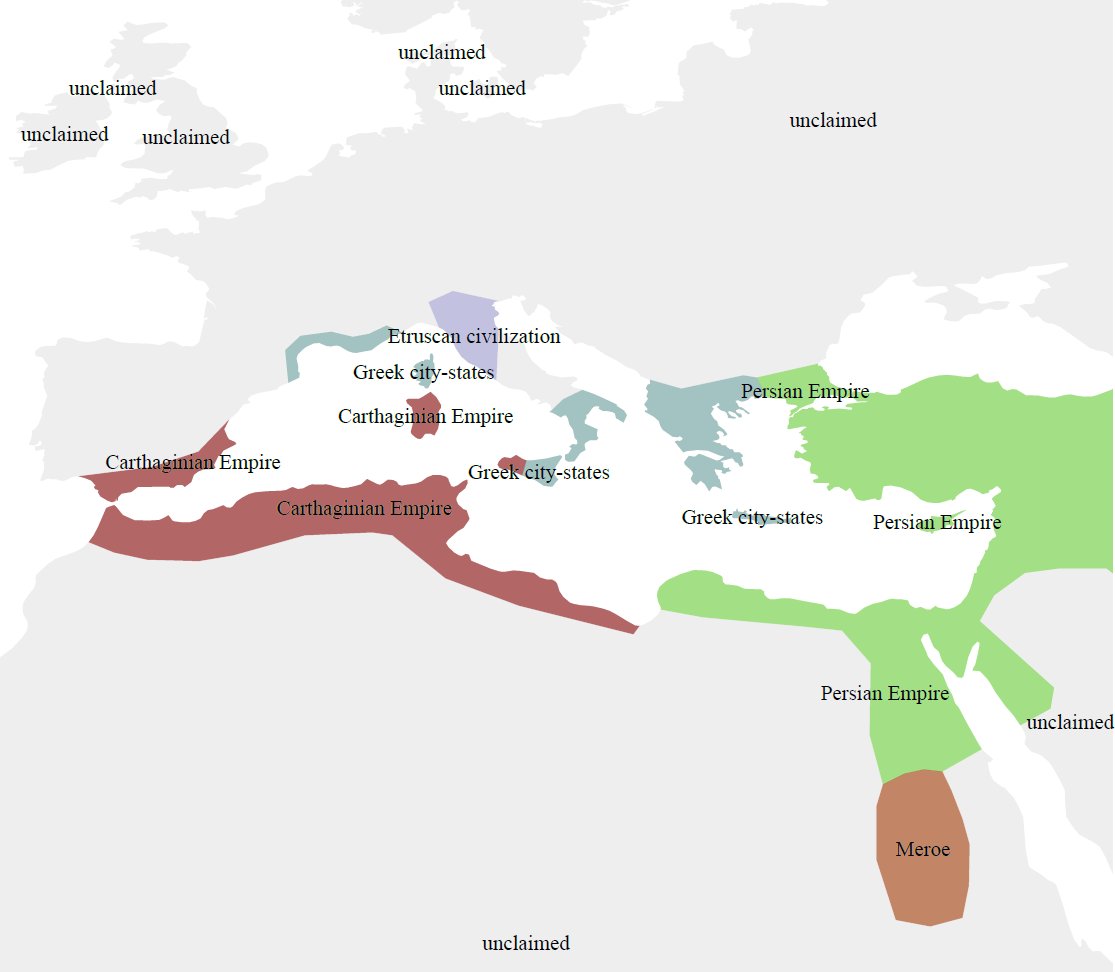 Sample Map, Mediterranean 500 BCE, Simple